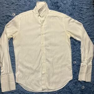 Saks Fifth Avenue Dress Shirt Size 15 1/2 Medium Mens Formal White 100% Cotton